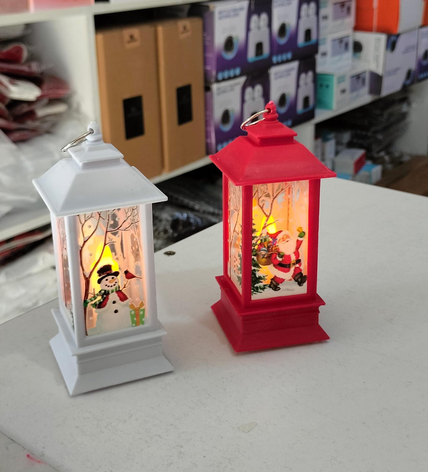 Santa Claus snowman lantern light _2