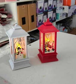 Santa Claus snowman lantern light 