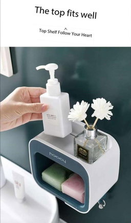 Classy multipurpose soap/sponge holder with top shelf and drain shelf
