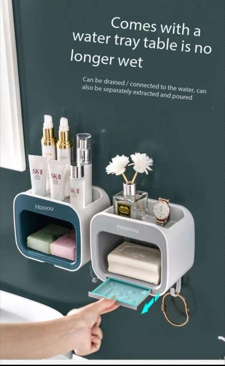 Classy multipurpose soap/sponge holder with top shelf and drain shelf_0