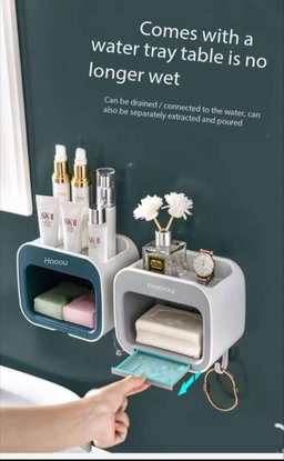 Classy multipurpose soap/sponge holder with top shelf and drain shelf