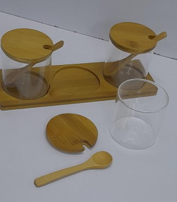 ❇️3 in 1 Glass spice condiment set