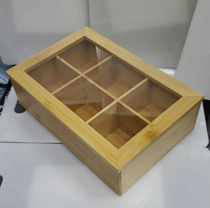 ✅6 slots Bamboo wooden TEABAG ORGANISER_2