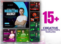 15+ Creative social media post templates, PSD files.