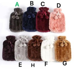 Hot water bottle with faux fleece