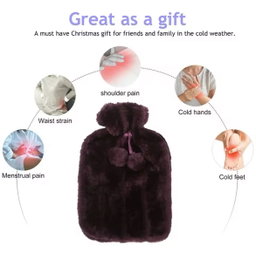 Hot water bottle with faux fleece