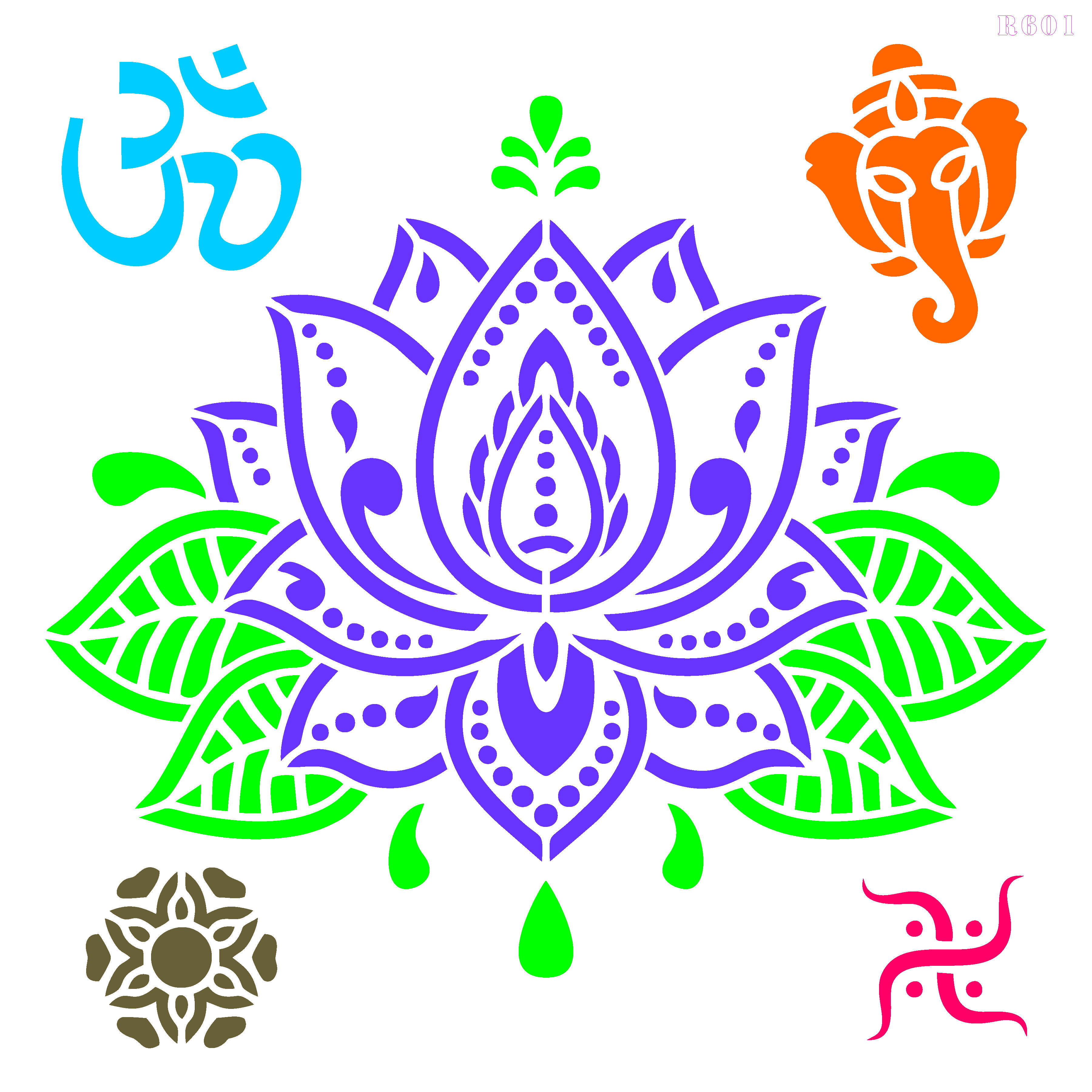 R601_Lotus Wall Stencil