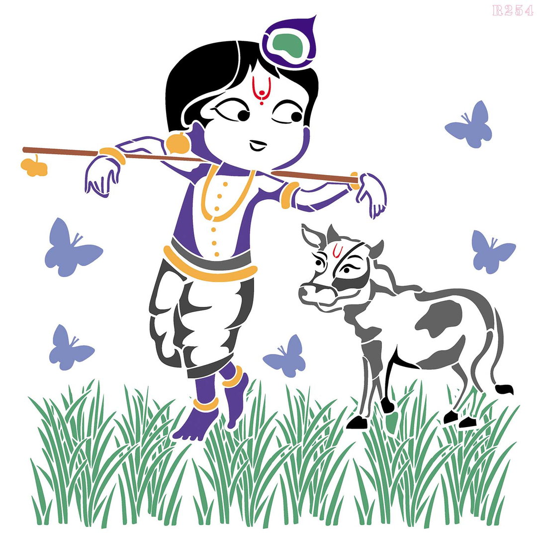 R254_Little Krishna Wall Stencil
