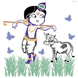 R254_Little Krishna Wall Stencil