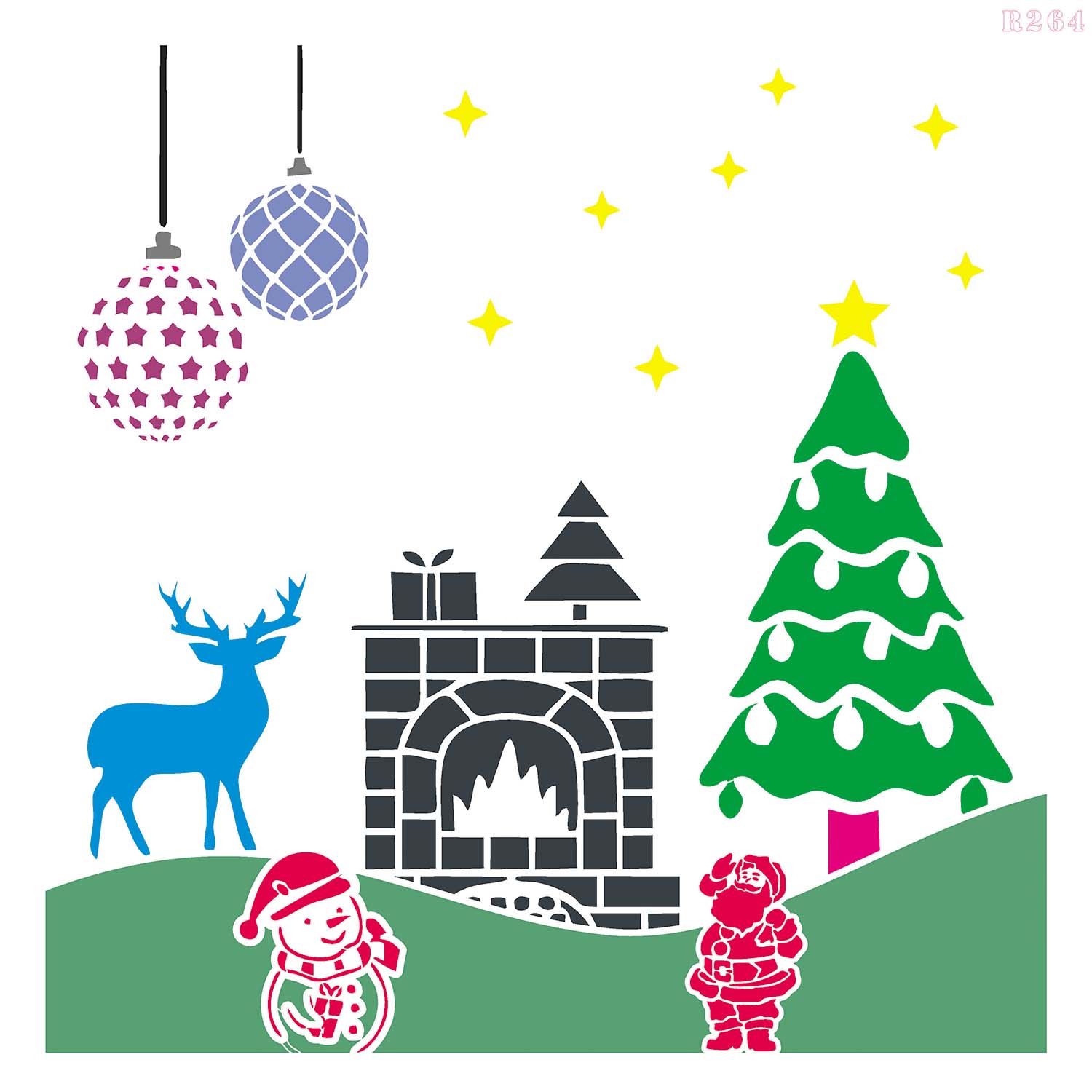 R264_Christmas Sets Wall Stencil