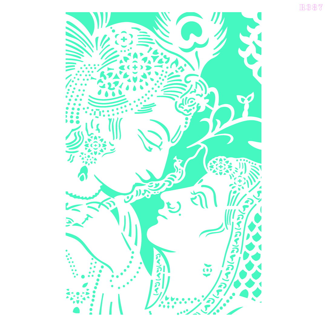R387_Radha&Krishna Wall Stencil