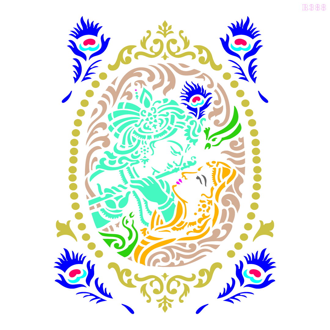 R388_Radha&Krishna Wall Stencil