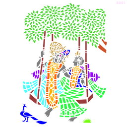 R391_Radha&Krishna Wall Stencil