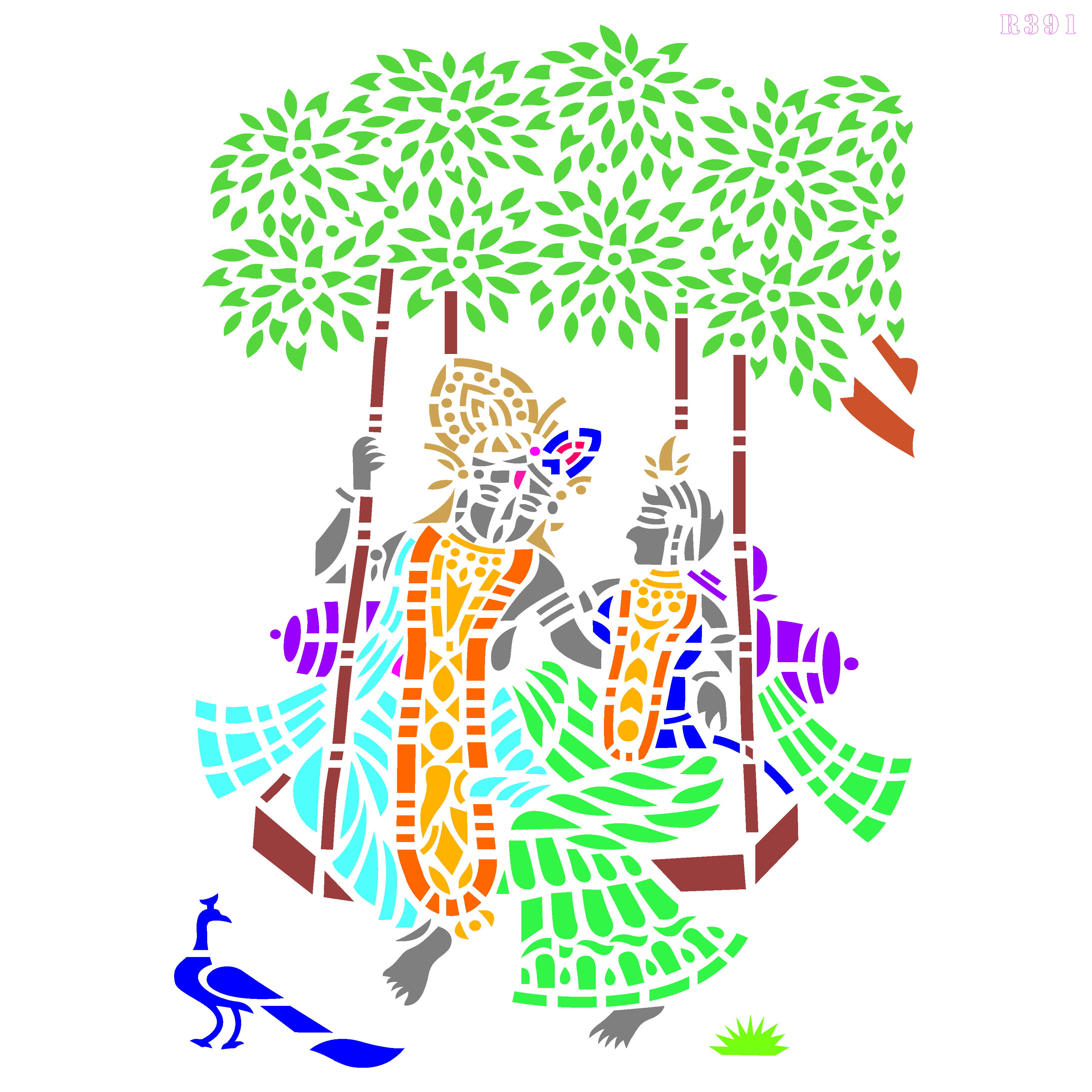 R391_Radha&Krishna Wall Stencil