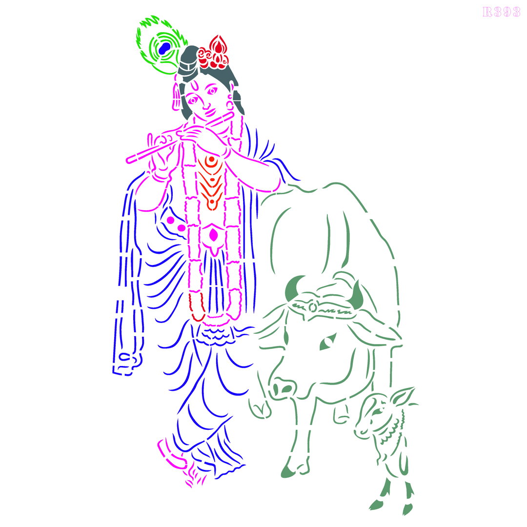 R393_Krishna Wall Stencil