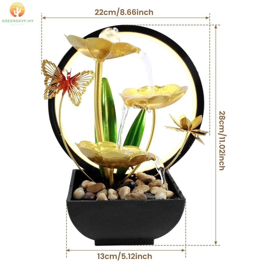 Electric table-top mini water fountain + round  LED LIGHT_2