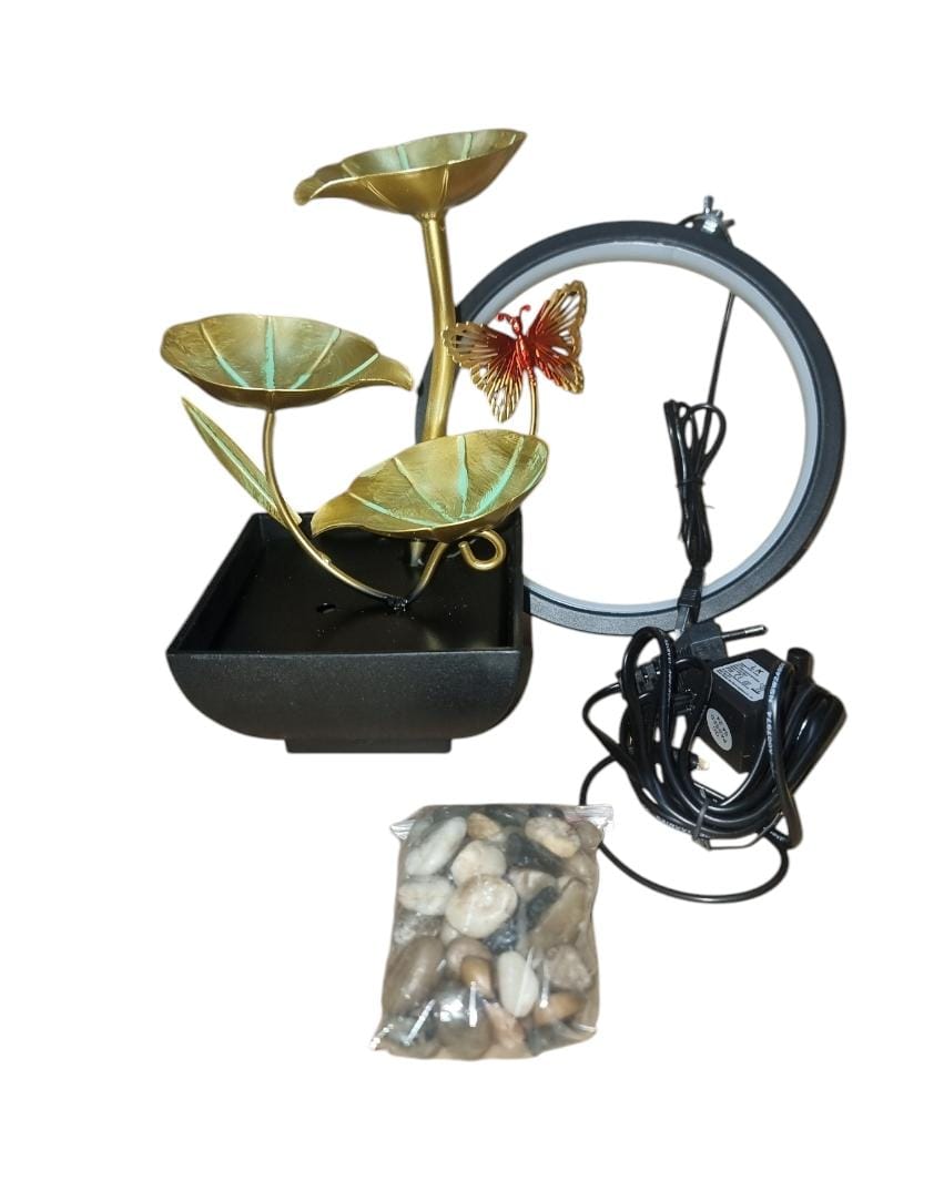 Electric table-top mini water fountain + round  LED LIGHT_3