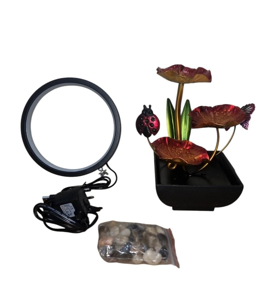 Electric table-top mini water fountain + round  LED LIGHT_4