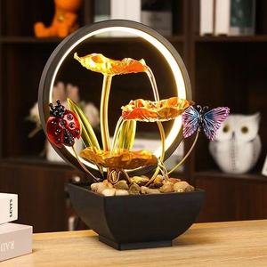 Electric table-top mini water fountain + round  LED LIGHT_1