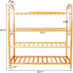 4 Layer Natural Bamboo shoe rack