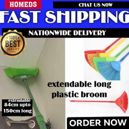 Extendable long plastic broom 