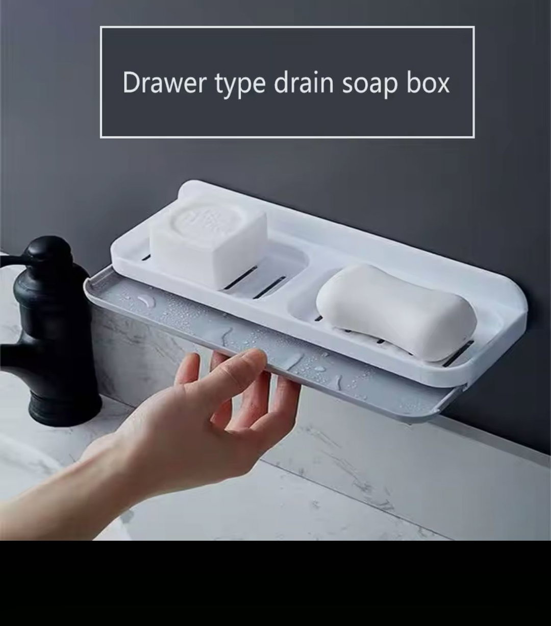 Wall-Mounted Self-Adhesive Bathroom Soap Dish Storage Organizer 