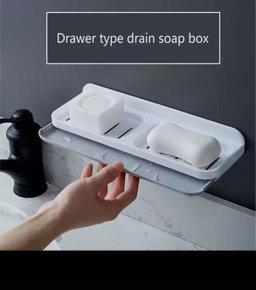 Wall-Mounted Self-Adhesive Bathroom Soap Dish Storage Organizer 