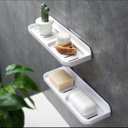 Wall-Mounted Self-Adhesive Bathroom Soap Dish Storage Organizer 