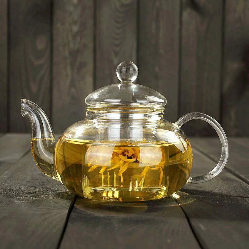 High Borosilicate glass tea/Coffee pot with stainless steel glass filter infuser _2
