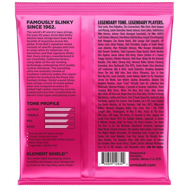 2834 Ernie Ball Super Slinky 4 strings Bass Guitar Strings 45-100 _1