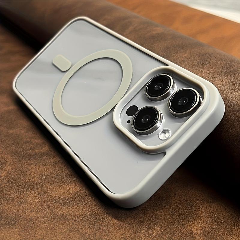 Luxury Transparent Magnetic Wireless Charging Case for iPhone 15 Pro Max / grey