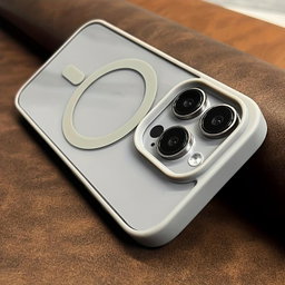 Luxury Transparent Magnetic Wireless Charging Case for iPhone 15 Pro Max / grey
