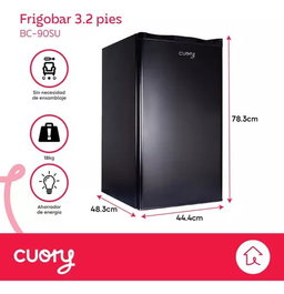 Cuory Refrigerador Frigobar Con Capacidad De 91 Litros Color Negro 127 VBC-90SU