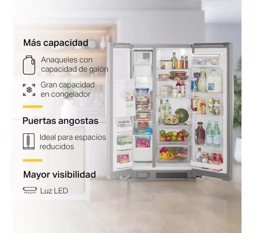 Refrigerador con freezer Whirlpool WD5620 color acero inoxidable con capacidad de 700L 127V_2