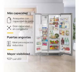Refrigerador con freezer Whirlpool WD5620 color acero inoxidable con capacidad de 700L 127V