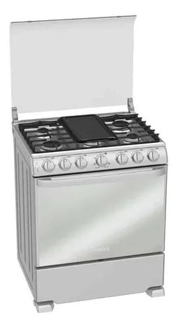 Cocina MabeEM7662CFI color plateado con puerta con visor