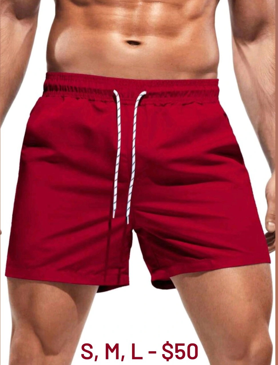Men Red Swim Shorts 