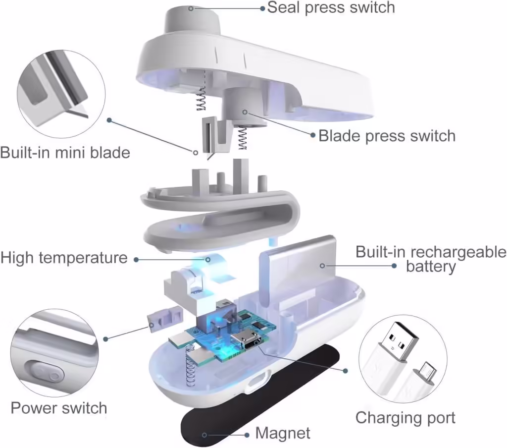 2 in 1 Usb Sealer Machine eat Sealing & Cutting, Handheld Vacuum Sealer for Food, Snacks, Chips _7
