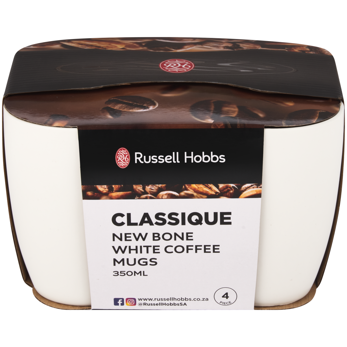 Russell Hobbs Classique New Bone 4 Pack White coffee Mugs 380ml_1