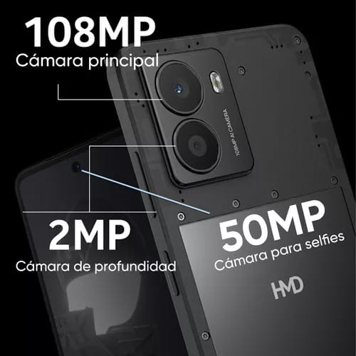 Smartphone Hmd Fusion 5g Dual Sim Teléfono 256gb 8gb Rom Celular 6.56in 90hz Pantalla 5000mah Batería Android 14 Phone Negro_6