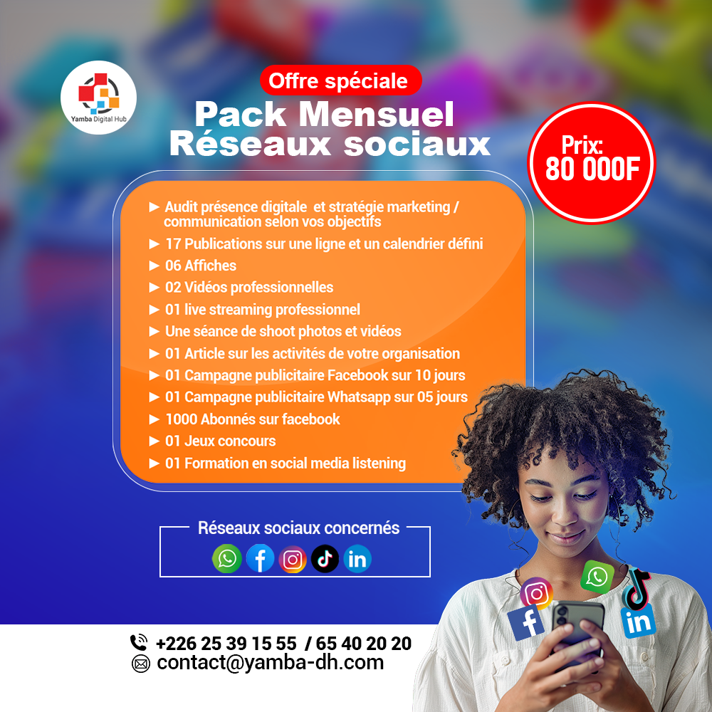 Gestion mensuelle réseaux sociaux Facebook, Instagram, Tik Tok , WhatsApp, LinkedIn _0