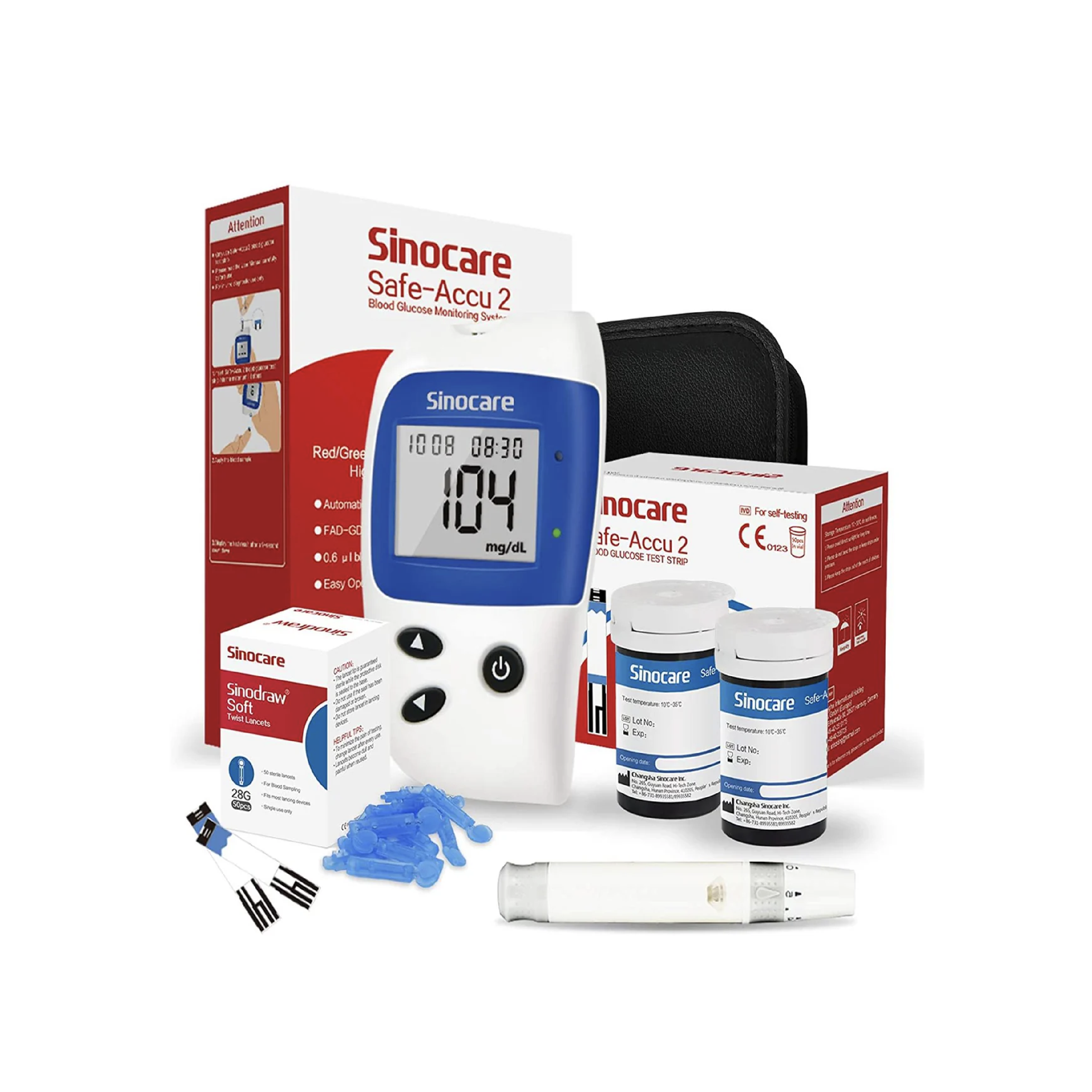 Kit de 75 tests Glucomètre Sinocare Safe-Accu 2