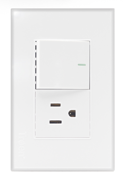 INTERRUPTOR SENCILLO+TOMA BLANCO TROEN 5-294