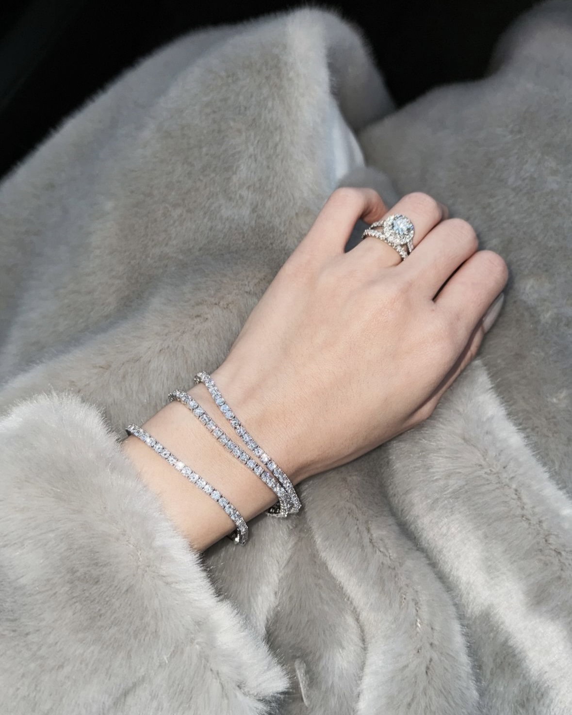 (PO) REGULAR TENNIS BRACELET- WHITE GOLD _11