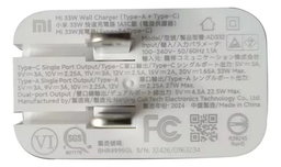 Cargador Xiaomi 33w Usb Versión Carga Rápida De Pared Blanco