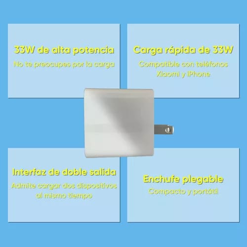 Cargador Xiaomi 33w Usb Versión Carga Rápida De Pared Blanco_8