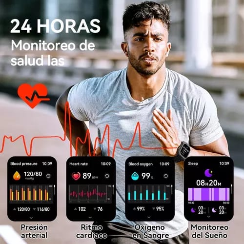 Smartwatch Cubot X1 Reloj Inteligente Deportivo 2ATM Resistente al Agua Negro 2.13'' y Llamada Bluetooth y Medición de Presión Arterial_5