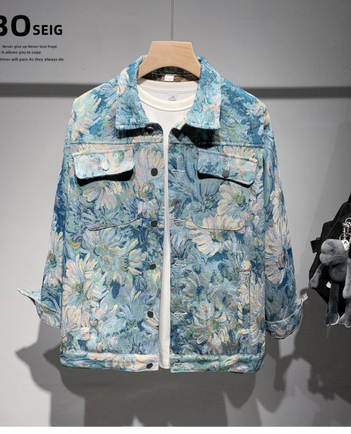 Floral print designer denim 