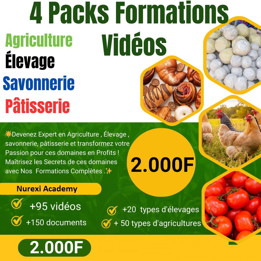 4 packs de formations vidéos sur l'élevage, l'agriculture, la savonnerie et la pâtisserie_0