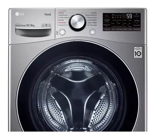 Lavasecadora automática LG inverter hasta 16kg 127V color acero_4